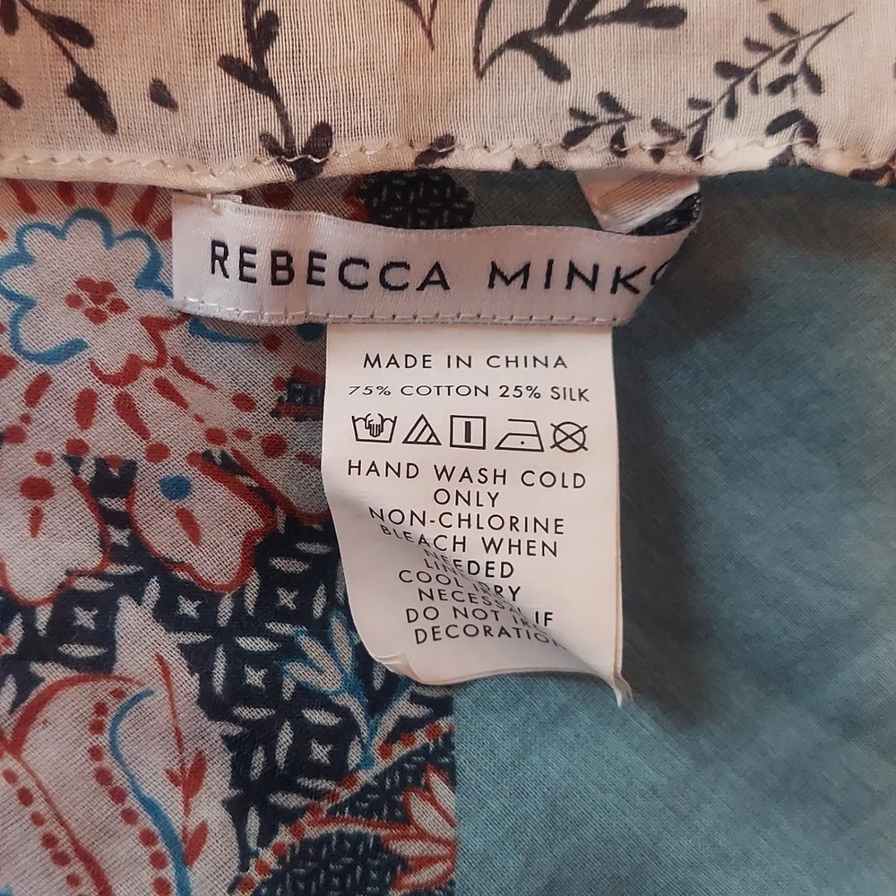 * Rebecca Minkoff Blue Multi-Pattern Lightweight Cotton Silk Square 30X30 Scarf